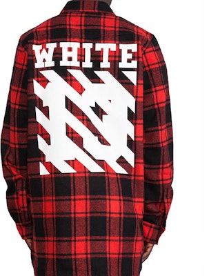 OFF-WHITE C/O VIRGIL Kemeja Kotak-Kotak Hitam Merah Unisex AU8002-13-P02 Details for OFF-WHITE C/O VIRGIL Kemeja Kotak-Kotak Hitam Merah Unisex AU8002-13-P02