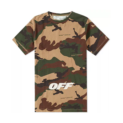 OFF-WHITE Camo T-Shirt with Embroidered Lettering Unisex OMAA038E181850219901