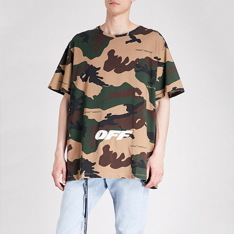 OFF-WHITE Camo T-Shirt with Embroidered Lettering Unisex OMAA038E181850219901 圖 3
