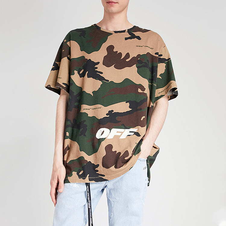 OFF-WHITE Camo T-Shirt with Embroidered Lettering Unisex OMAA038E181850219901 圖 4