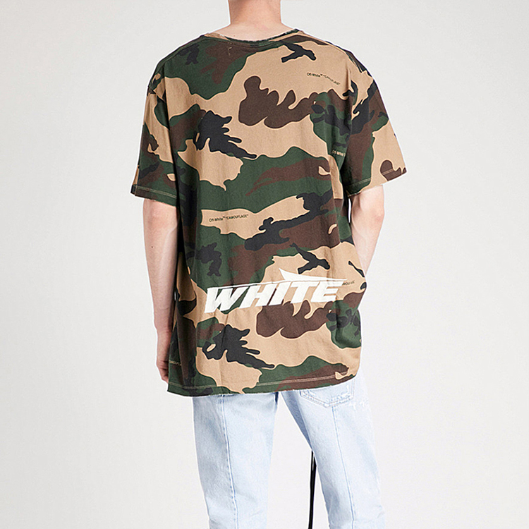 OFF-WHITE Camo T-Shirt with Embroidered Lettering Unisex OMAA038E181850219901 圖 5