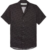 Off-White Camp Collar Logo Print Silk Shirt Black/Grey Off-White Camp Collar Logo Print Silk Shirt Black/Grey