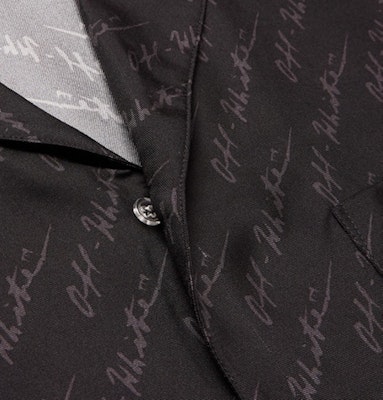 Off-White Camp Collar Logo Print Silk Shirt Black/Grey Order Off-White Camp Collar Logo Print Silk Shirt Black/Grey