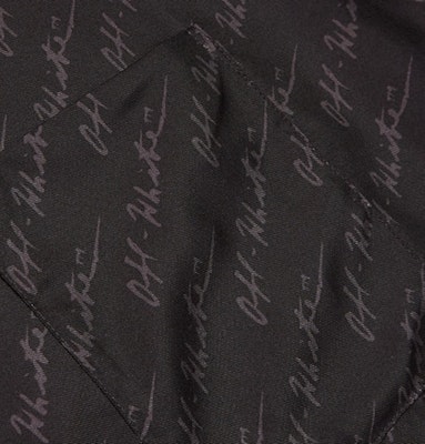 Off-White Camp Collar Logo Print Silk Shirt Black/Grey Lookbook Off-White Camp Collar Logo Print Silk Shirt Black/Grey
