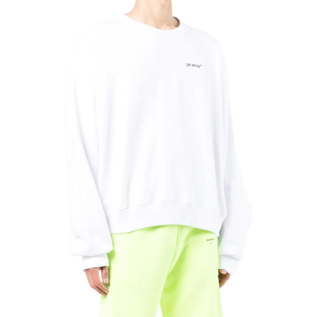 Shop OFF-WHITE Caravaggio Arrow Print Crewneck Sweatshirt White OMBA058C99FLE00201100110