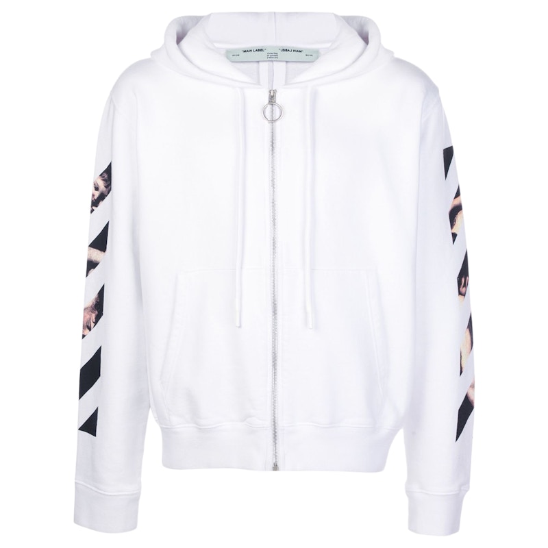 Off-White Caravaggio Arrows Zip Up Hoodie White