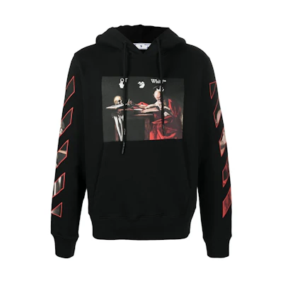 OFF-WHITE Caravaggio Diag Sleeve Hoodie Black/Red