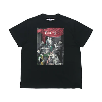 OFF-WHITE Caravaggio Print Loose Fit Black T-Shirt OMAA038E20JER0051010
