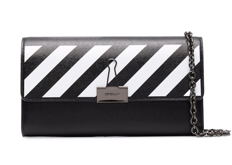 OFF-WHITE Chain-Strap Binder Wallet Black/White