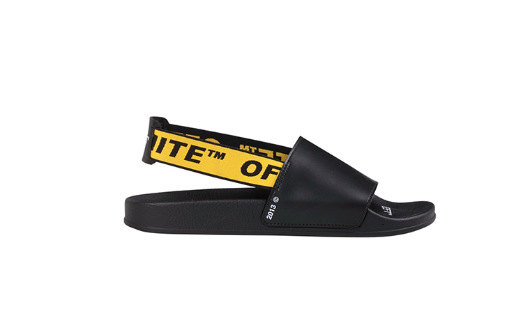 Order Off-White Sandales Mode Pantoufles Noires Jaunes OMIA111R19C220381060