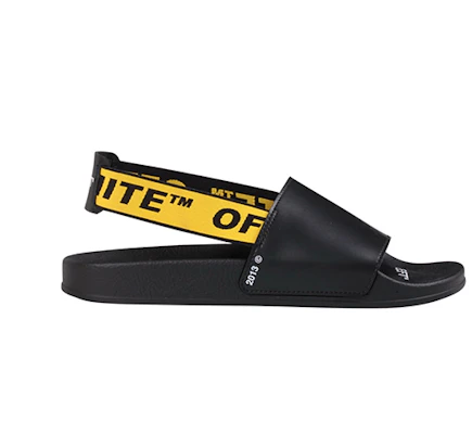 Off-White Sandales Mode Pantoufles Noires Jaunes OMIA111R19C220381060 Order Off-White Sandales Mode Pantoufles Noires Jaunes OMIA111R19C220381060