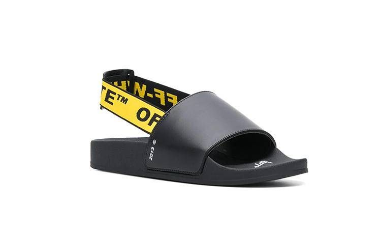 Lookbook Off-White Sandales Mode Pantoufles Noires Jaunes OMIA111R19C220381060