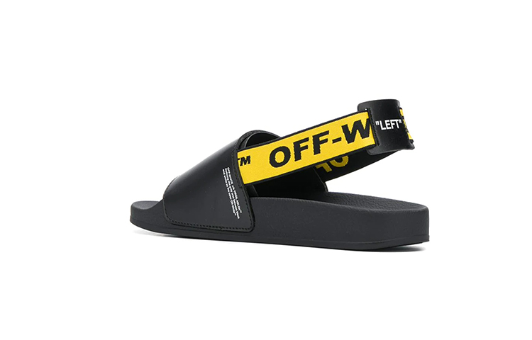 Purchase Off-White Sandales Mode Pantoufles Noires Jaunes OMIA111R19C220381060