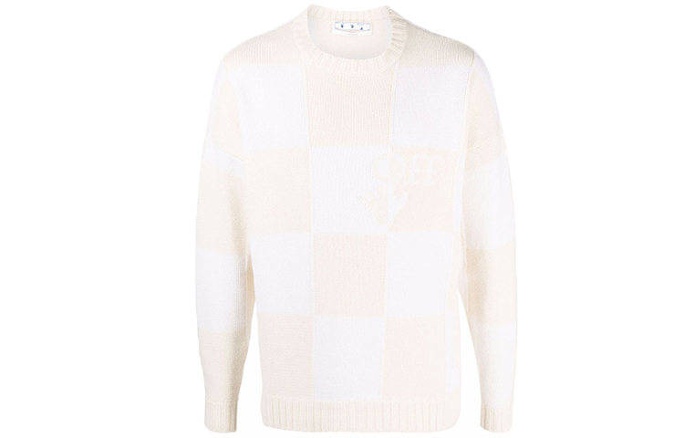 Order OFF-WHITE Sweater Knit Corak Checkerboard Beige OMHE089F21KNI0016161