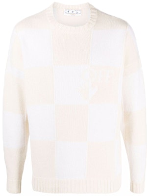 OFF-WHITE Sweater Knit Corak Checkerboard Beige OMHE089F21KNI0016161 Order OFF-WHITE Sweater Knit Corak Checkerboard Beige OMHE089F21KNI0016161