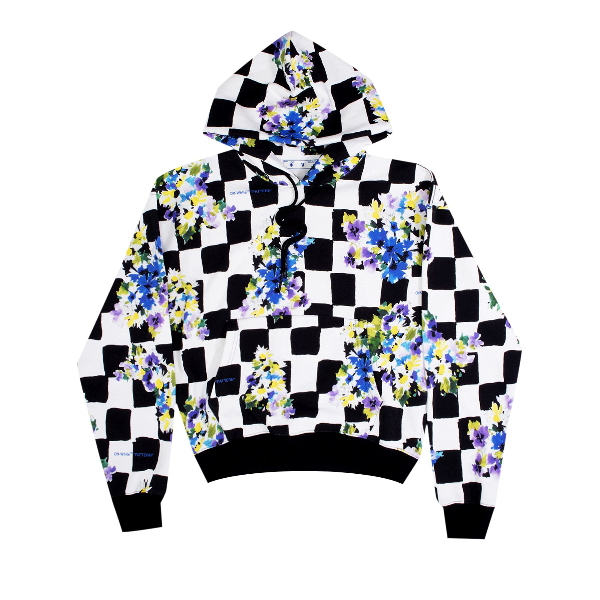 Off-White Checkered Flowers Over Hoodie