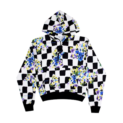 Off-White Checkered Flowers Over Hoodie