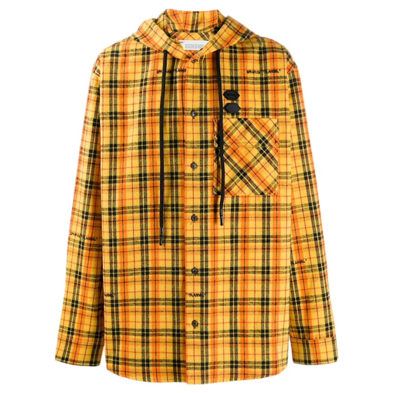 Off-White Checkered Hooded Shirt Yellow