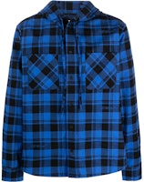 OFF-WHITE Checkered Print Hooded Button-Up Jacket Blue Regular Fit. OMGE031F23FAB0014800 OFF-WHITE Checkered Print Hooded Button-Up Jacket Blue Regular Fit. OMGE031F23FAB0014800
