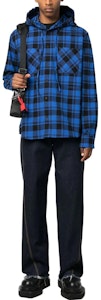 OFF-WHITE 格纹连帽按扣夹克 蓝色 休闲宽松版型 OMGE031F23FAB0014800 Lookbook OFF-WHITE 格纹连帽按扣夹克 蓝色 休闲宽松版型 OMGE031F23FAB0014800