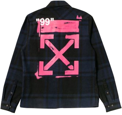 Off-White Checkered Stencil Flannel Shirt Black/Navy Order Off-White Checkered Stencil Flannel Shirt Black/Navy