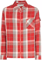 Off-White Checkered Zip Up Skulls Flannel Shirt Red/Multicolor Off-White Checkered Zip Up Skulls Flannel Shirt Red/Multicolor