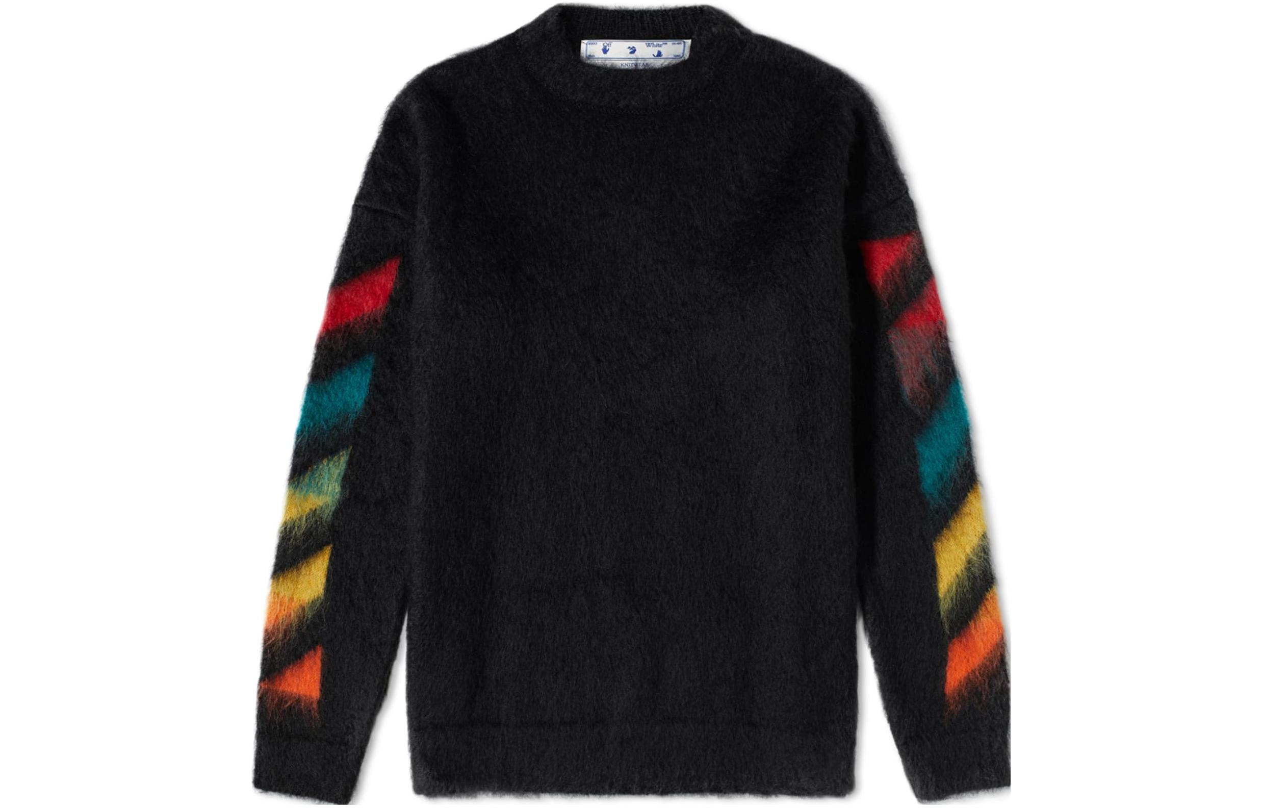 Lookbook 오프 화이트 클래식 화살표 로고 프린트 풀오버 스웨터 블랙 남성용 OMHA036E20KNI0011087