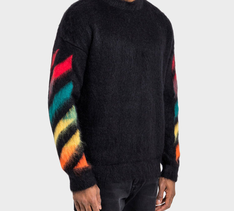 Details for 오프 화이트 클래식 화살표 로고 프린트 풀오버 스웨터 블랙 남성용 OMHA036E20KNI0011087
