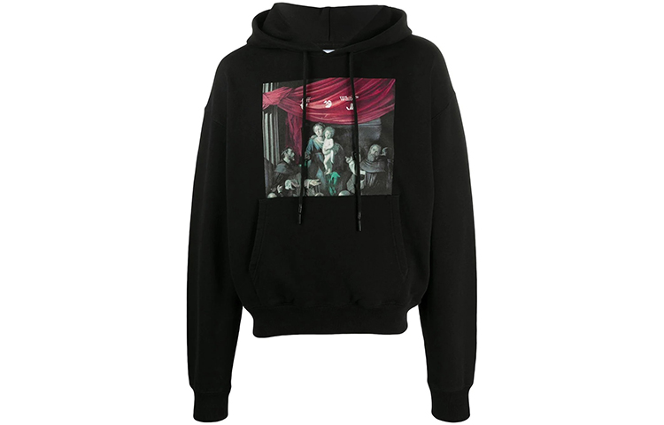 OFF-WHITE Classic Cartoon Graphic Hoodie Black Loose Fit OMBB037E20FLE0031010