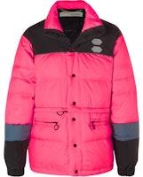 Off-White Colour Block Quilted Shell Down Jacket Pink/Black Off-White Colour Block Quilted Shell Down Jacket Pink/Black
