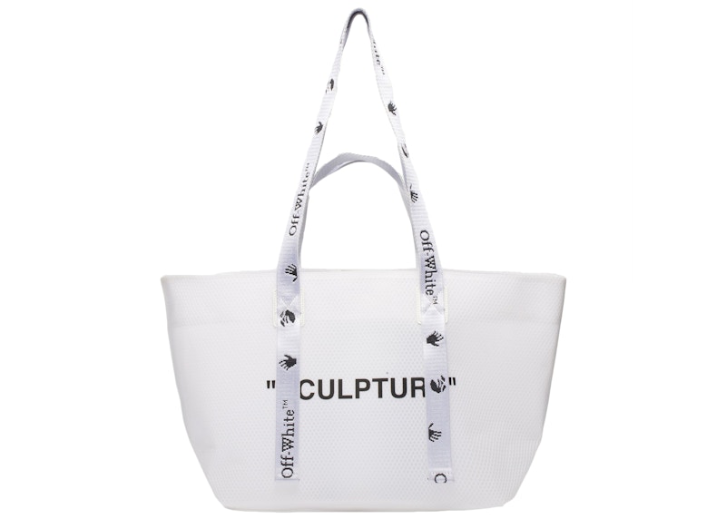 OFF-WHITE Commercial Tote Bag "SCULPTURE" Small White/Black
