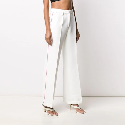 Off-White Contrasting Trim Pants 'Ivory' Shop Off-White Contrasting Trim Pants 'Ivory'