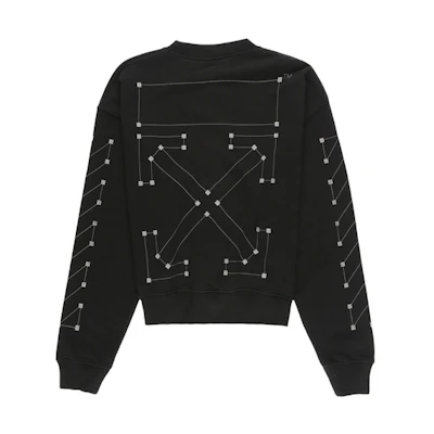 OFF-WHITE Cotton Pullover Crewneck Sweatshirt Black OMBA035E19E300011091