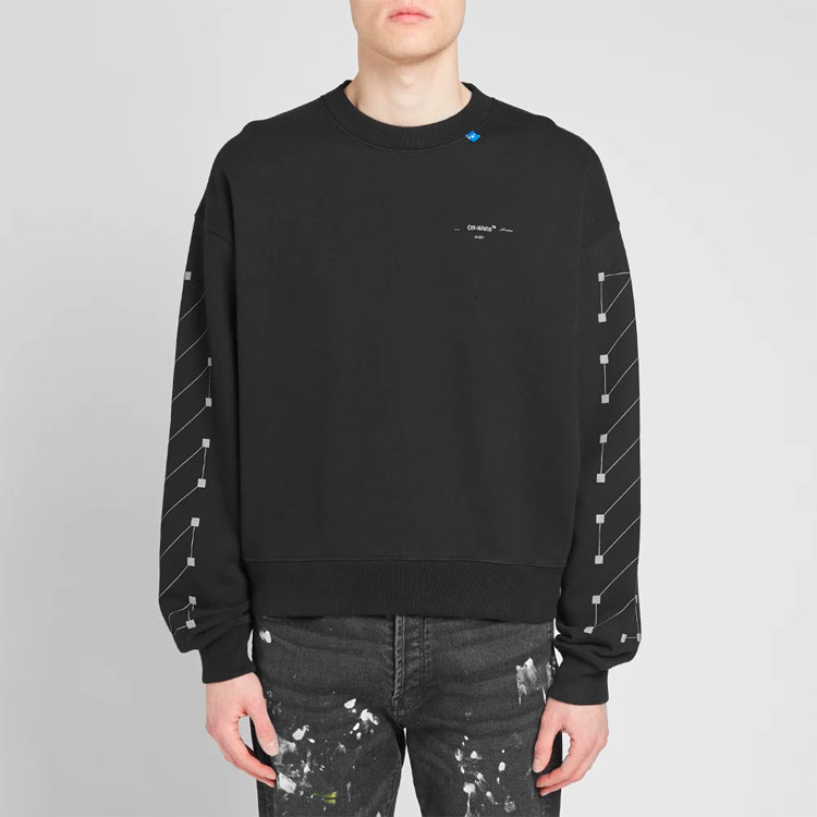 Shop OFF-WHITE Sweater Crewneck Katun Hitam OMBA035E19E300011091