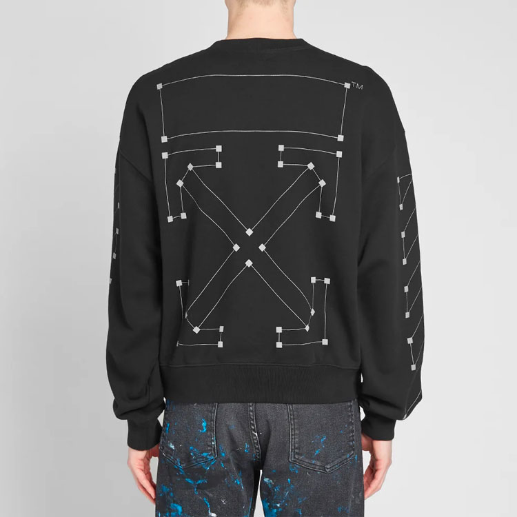 Purchase OFF-WHITE Sweater Crewneck Katun Hitam OMBA035E19E300011091