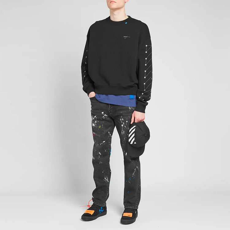 Details for OFF-WHITE Sweater Crewneck Katun Hitam OMBA035E19E300011091