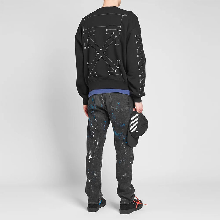 Sizing OFF-WHITE Sweater Crewneck Katun Hitam OMBA035E19E300011091