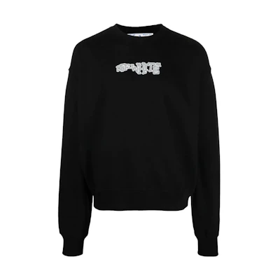 OFF-WHITE Crewneck Letter Print Pullover Sweatshirt Black ( Regular Fit) OMBA058F22FLE0031001