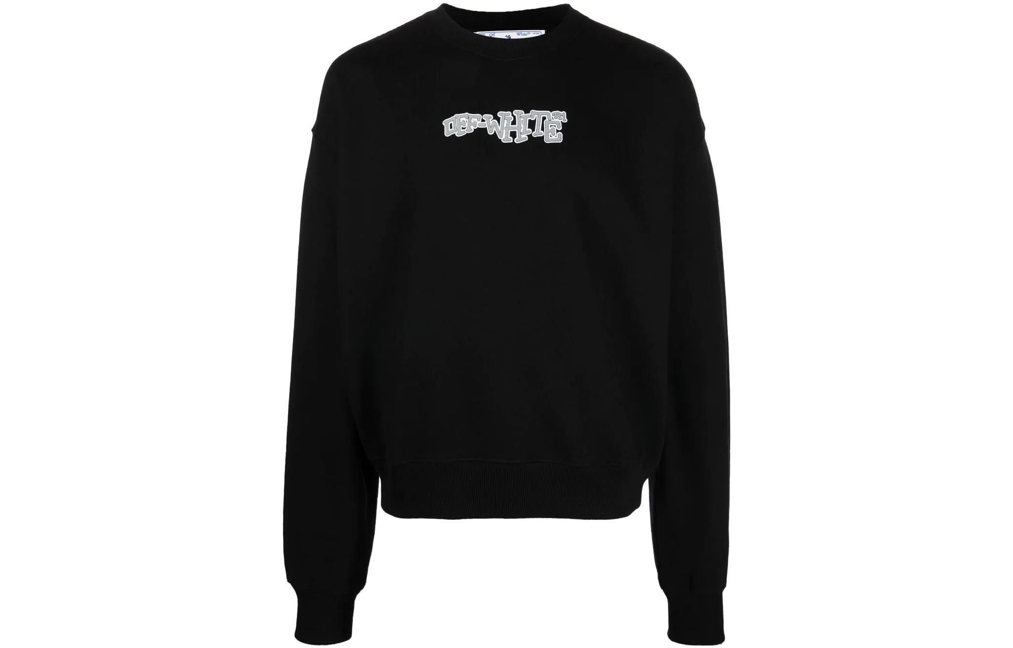 OFF-WHITE Crewneck Letter Print Pullover Sweatshirt Black ( Regular Fit) OMBA058F22FLE0031001 圖 2