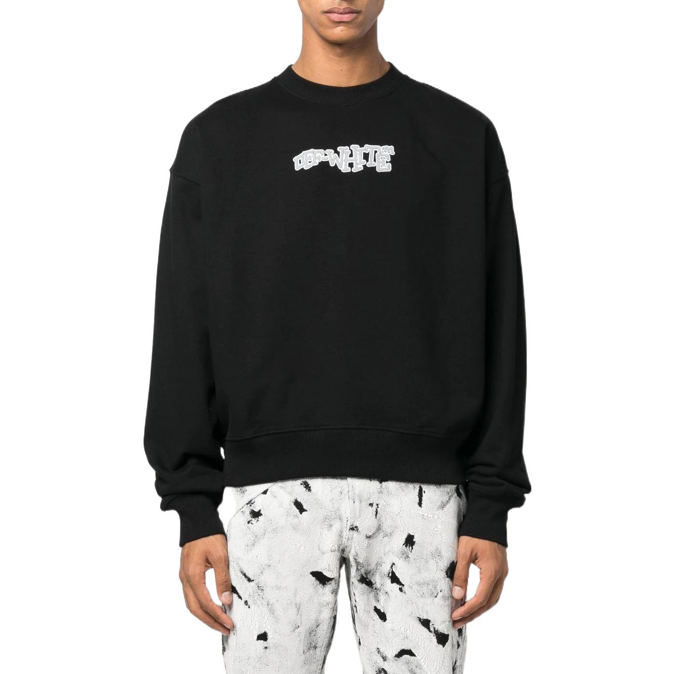 OFF-WHITE Crewneck Letter Print Pullover Sweatshirt Black ( Regular Fit) OMBA058F22FLE0031001 圖 3
