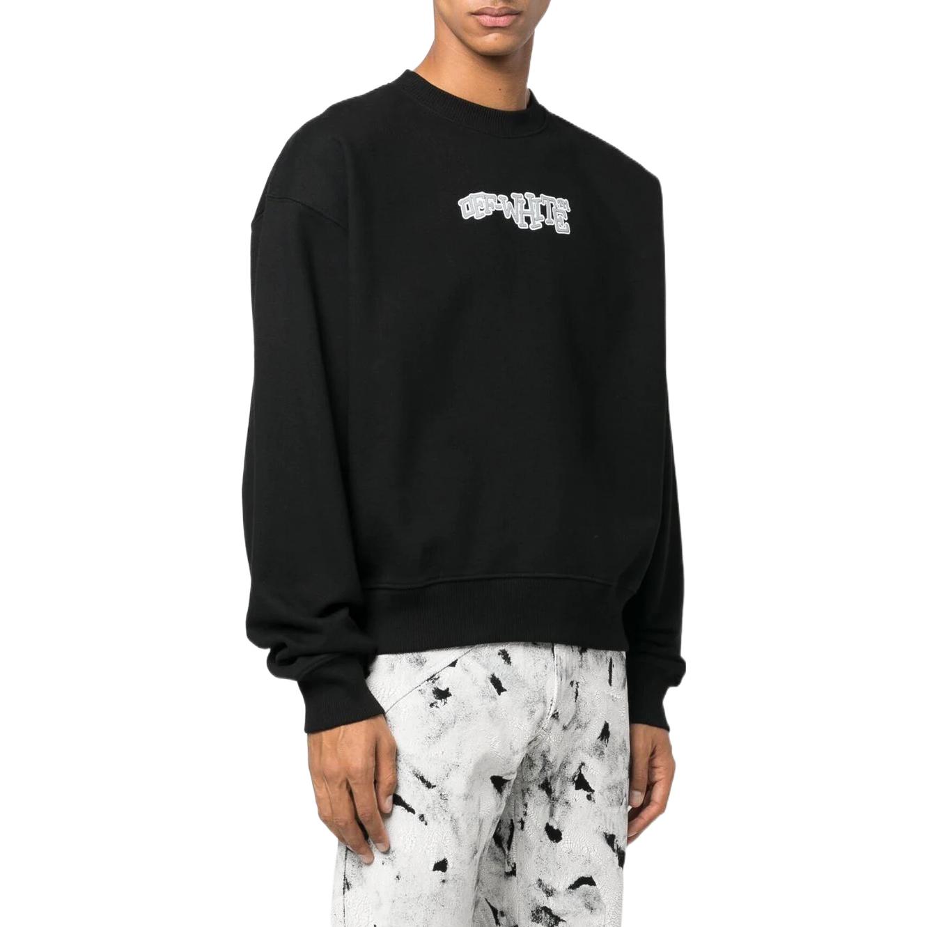 OFF-WHITE Crewneck Letter Print Pullover Sweatshirt Black ( Regular Fit) OMBA058F22FLE0031001 圖 4