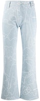 Off-White Cropped All Over Print Denim Jeans Blue/White Off-White Cropped All Over Print Denim Jeans Blue/White