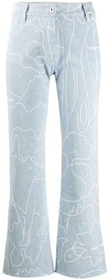 Off-White Cropped All Over Print Denim Jeans Blue/White Buy Off-White Cropped All Over Print Denim Jeans Blue/White