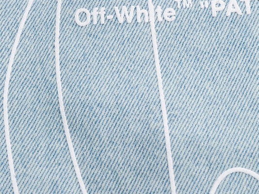 Off-White Cropped All Over Print Denim Jeans Blue/White Lookbook Off-White Cropped All Over Print Denim Jeans Blue/White