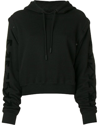 Off-White Cropped Arrow Sleeve Print Hoodie Black/Black Buy Off-White Cropped Arrow Sleeve Print Hoodie Black/Black