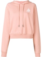 Off-White Cropped Cotton Arrows Print Hoodie Pink/White Off-White Cropped Cotton Arrows Print Hoodie Pink/White