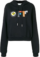 Off-White Cropped Graphic Logo Print Hoodie Black/Multicolor Off-White Cropped Graphic Logo Print Hoodie Black/Multicolor