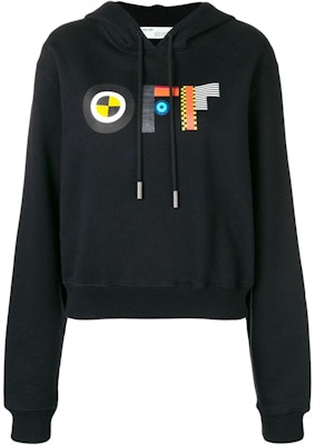 Off-White Cropped Graphic Logo Print Hoodie Black/Multicolor Buy Off-White Cropped Graphic Logo Print Hoodie Black/Multicolor