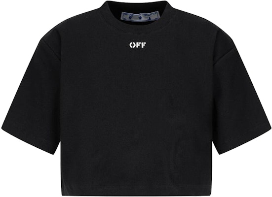 Off-White Cropped Logo Casual Tee 'Black/White' Buy Off-White Cropped Logo Casual Tee 'Black/White'