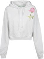 Off-White Cropped Rose Print Hoodie White/Multicolor Off-White Cropped Rose Print Hoodie White/Multicolor